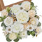 Serwalin Artificial Flowers White Cake Flowers for Wedding, Silk Flowers Cake Decoration, Fake Flowers for Centerpieces Bouquets White Roses Peonies Real Touch Flowers, Bridal Shower DIY