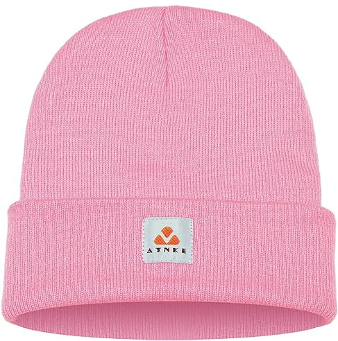 ATNKE Strick Beanie Mütze Dehnbar Weich Warm Täglich Winter Mützen mit Manschetten für Herren und Damen Geschenke/Pink