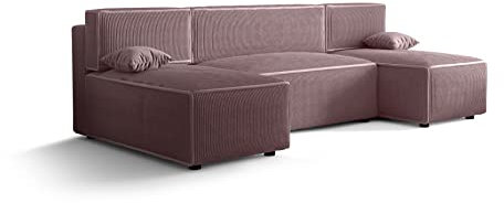 ALTDECOR Ecksofa in U-Form mit Schlaffunktion und Bettkasten Corner Sofa Bett Eckcouch Couch L-Form Schlafcouch Ausziehbar Wohnlandschaft Schlafsofa Cauchsofa - Mir-U - 271x140x90 cm Lila