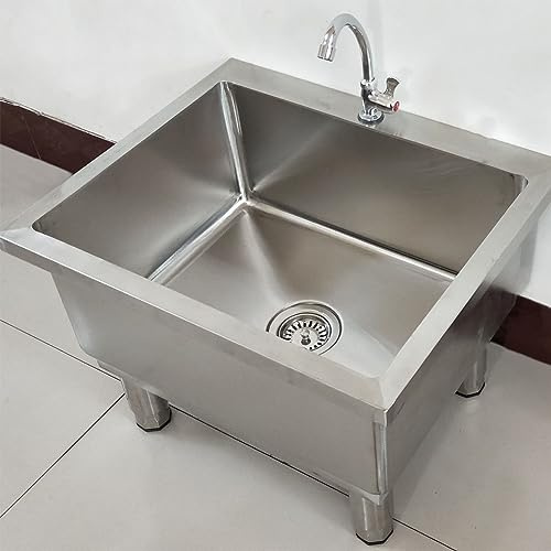 Bodenwischer-waschbecken Aus Edelstahl, Gewerbliches Bodenwischer-waschbecken Mit Tiefem Becken, Bodenstehendes Waschbecken Mit Großer Vertiefung Aus Edelstahl(60 * 50cm)