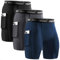 Niksa 3er Pack Herren Kompressionsshorts,Schnelltrocknendes Baselayer Unterhose Tights Kurz hochwertig, Sportshorts mit Handytasche, Schwarz, Grau, Marineblau, M