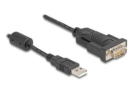 DeLOCK Adapter USB 2.0 Typ A auf 1 x Serie RS-232 DB9 Pin Stecker mit Ferrit 0,25 m FTDI FT232RL Marke