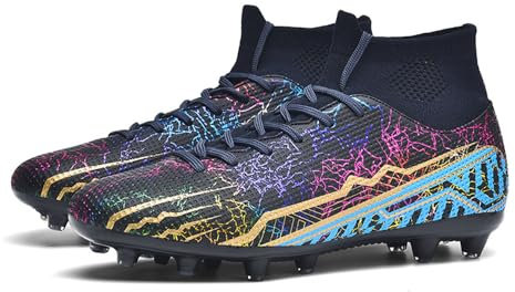 Hixingo Fussballschuhe Herren Stollen Spikes Cleats High Top Football Schuhe Teenager Trainingsschuhe Professionelle Turnschuhe Outdoor Sportschuhe Atmungsaktive Leicht Unisex