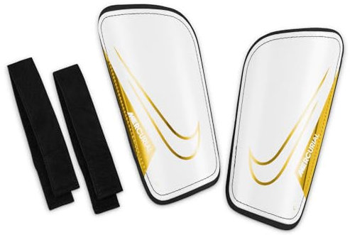 Nike Mercurial Hardshell Fußball-Schienbeinschoner, White/Black/MTLC Gold Coin, DN3614-100, M