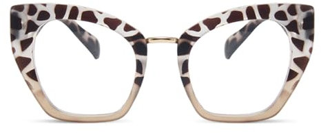 occhiali da lettura donna, montature cat-eye alla moda occhiali anti luce blu, Anti Luce Blu Lenti Antiriflesso per studio lavoro (Leopard, 3.5, x)