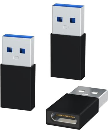 USB to USB C Adapter 3 Pack,Type C Female to A Male Charger Converter Compatible with Apple Watch Ultra iWatch 8 7,iPhone 15 14 13 12 Pro Max Plus,Airpods,iPad,Car,Samsung Galaxy (Black)