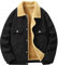 Leichte Herren-Jacke, groß, gepolstert, für den Winter, mit Knöpfen, langärmelig, verdickt, Retro-Jacke, Cordjacke Softshell Warm Herren (Black, XL)