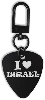 I Love Israel Travel Schlüsselanhänger, Erkennungsmarke, Schlüsselanhänger, Plektrum, Karabiner, Schlüsselhalter, Schwarz , One size