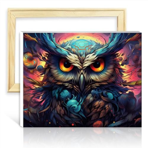 LiHEQING Malen-nach-Zahlen-Set, futuristische Eule, DIY, Acrylbild, Malen nach Zahlen, Zahlenmalerei, Wandkunst, ohne Rahmen (40 x 50 cm)