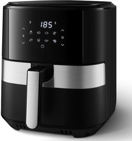 Warmiehomy Air Fryer 8L Capacity, Digital Air Fryer with 8 Presets, Energy and Time Saver, Adjustable Temperature and Timer, Oil Free, Non-stick, Detachable, Dishwasher Safe,1500W