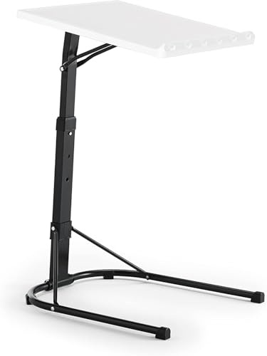 KKTECH Adjustable Table - Space-Saving Computer Table with Metal Legs, Foldable Design - Versatile Folding Tables Small for Home Office and Study, Perfect for Compact Spaces 43x43 x61-73cm (White)