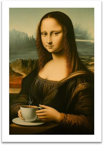 ARTFAVES® Poster - Mona Lisa Kaffee | Wanddeko Wandbild Kunst Modern Witzig | ohne Rahmen | 30 x 40 cm