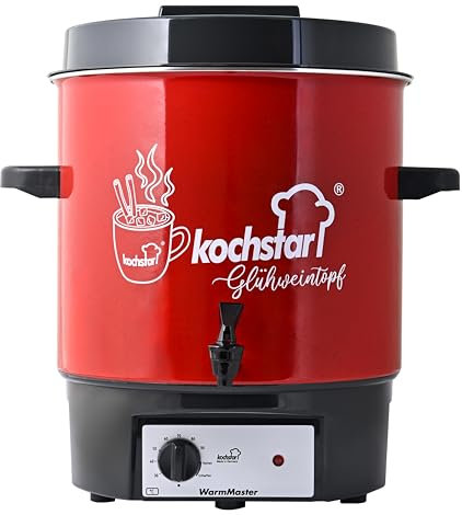 KOCHSTAR K99124035, Stérilisateur de bocaux électrique, Distributeur boissons chaudes, Thermostat + Robinet, 27 litres, Acier Emaillé, Décor Vin Chaud