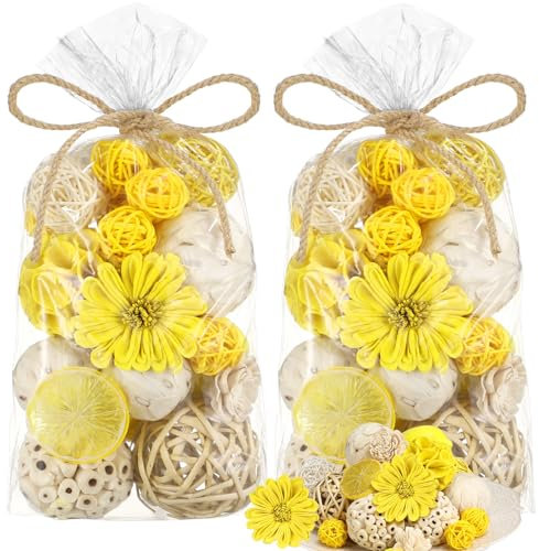 Riceshoot Dekorative Kugeln, Potpourri-Schüsselfüller, Dekoration, natürliche Vase, Schüsselfüller, sortiert, kugelförmige Rattan-Zweige, Weidenkugeln, Baumwolle, für Zuhause, Tafelaufsatz