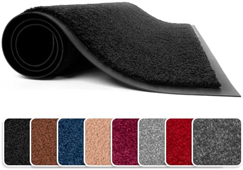 Lexell Door Mats Indoor, Highly Absorbent Washable Doormat, Heavy Duty Non-Slip Rubber Backed Floor Mats for Front & Back Door (Black, 60 cm x 80 cm)