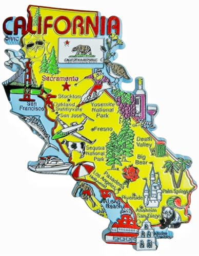 Map Style California USA Fridge Magnet Tourist Souvenir 3D Refrigerator Decorative Magnet Craft