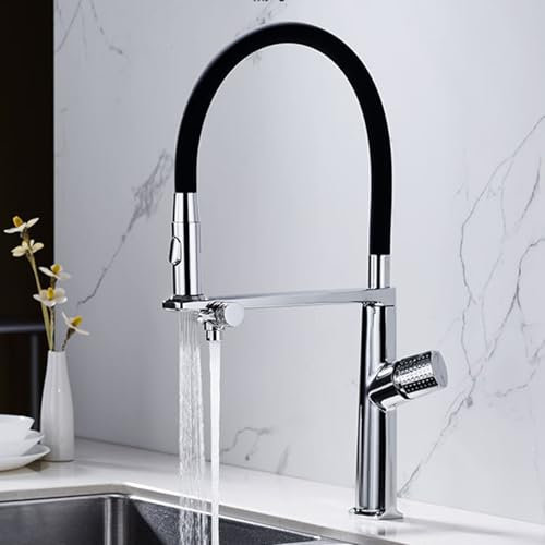 Grifo Cocina Extraible 3 Vias Rotación de 360° Grifo Fregadero con Osmosis y Extensible,Cromado