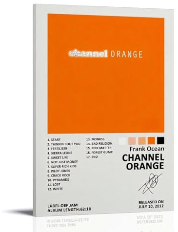 LRXDECOR Frank Ocean – K-Organge-Poster, Musikalbum-Cover, Leinwand-Poster, Pop-Star-Porträt, ästhetischer Wandkunstdruck für modernes Zuhause, Schlafzimmer, Dekoration, 60 x 90 cm Rahmen