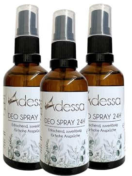 Adessa Deo Spray 24h, 150 ml, 3er Set, Unisex Deodorant mit Aloe Vera und Panthenol