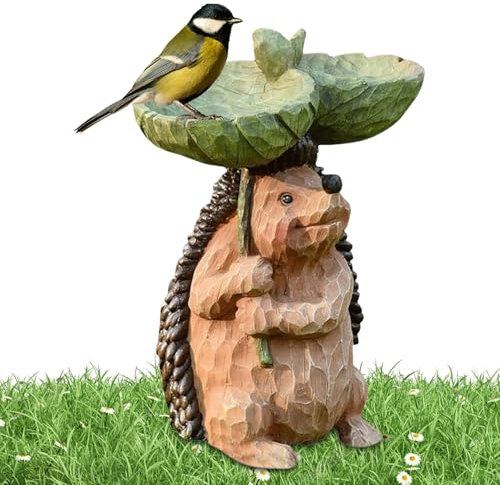 Gartentierfuttermittel - Igel Vogelschüsselstatue, Outdoor -Harzschmuck Für Garten | Wunderliche Wildtierskulptur, Langlebige Rasendekoration, Niedliche Figurkunst Balkon Terrasse Landschaftsg