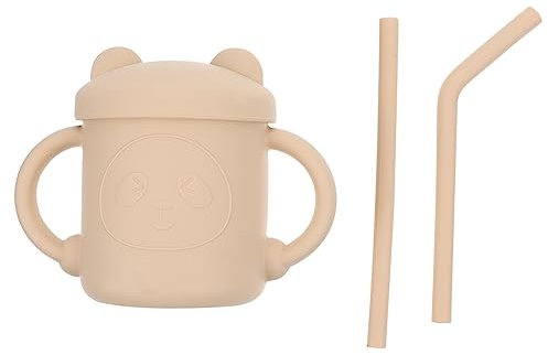 LOORGVEL Taza De Aprendizaje Para Niño Niña Pajita De Silicona Forma De Oso Vaso Antivuelco Para Bebés Botella De Agua Infantil Diseño Ergonomico Para Facilitar El Uso