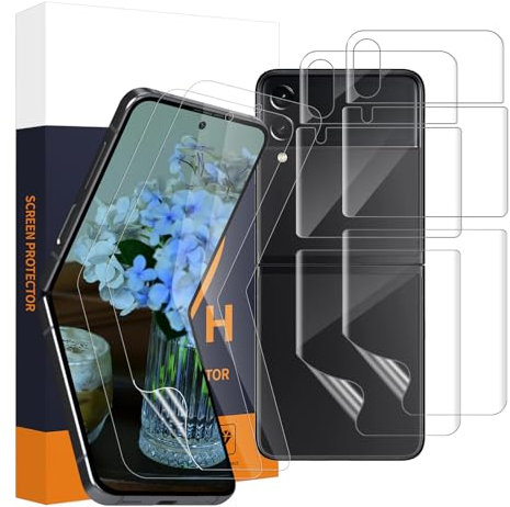Cable Leader Verre Trempé pour Samsung Galaxy Z Flip 4 5G, TPU Film de Protection Ultra-Mince, Film protecteur Arrière, pas de bulles, Anti Rayures, Ultra HD Z Flip 4 protection écran-2+2pièces