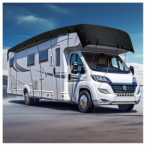 YoruiDeedse Wohnwagen Abdeckplane 210D Oxford-Gewebe Abdeckplane Wohnwagen Zusammenklappbar, Leicht Zu Reinigen Sonnensegel Auto Camping Geeignet Für Wohnwagen, Wohnmobile, Busse,Black-49.2 * 9.8ft