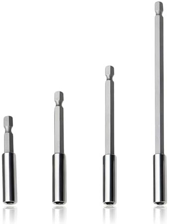 4 Prolunghe per Punte (60/75/100/150mm) - Portapunte Lungo Esagono 1/4 Antiscivolo per Cacciavite/Avvitatore/Trapano