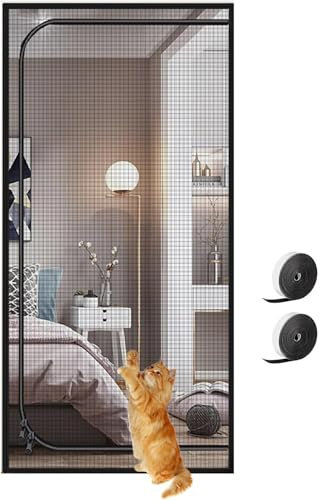 Zanzariera per gatti personalizzata, rinforzata, resistente ai gatti, in rete, con cerniera, per animali domestici (85 x 210 cm)