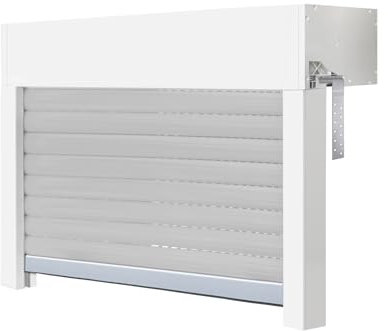 Schellenberg 39050 Kit de volet roulant pour fenêtre, système de volet roulant Mini PVC, 90 x 60 cm, blanc/gris, peut être raccourci en hauteur, largeur, avec isolation EPS et accessoires à monter