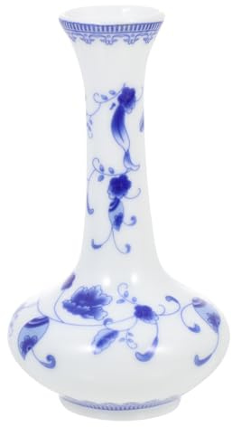 ULTECHNOVO Blue and White Porcelain Vase Ceramic Flower Vase for Fresh Flowers or Dried Flower Display Chinese Style Arrangement 5.59 in Home Office Dining Table Decor