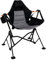 TANGZON Hammock Camping Chair, Folding Swinging Chair Recliner with Adjustable Backrest, Headrest, Cup Holder & Carry Bag, Portable Hiking Seat(No Retractable Footrest, Black)