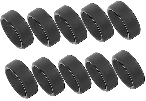 VICASKY Lot de 10 Bagues pour Homme en Silicone Noir, Anneau Souple et Lisse, Résistant aux Rayures, pour Sport et Usage Quotidien
