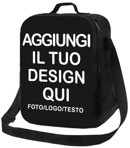 Lunch Box&Porta Pranzo Personalizzata – Il Tuo Con Testo/Immagine/Foto, Crea La Tua Borsa Termica Personalizzate, Borsa Porta Pranzo Per Bambini E Adulti, Scuola, Escursioni, Picnic
