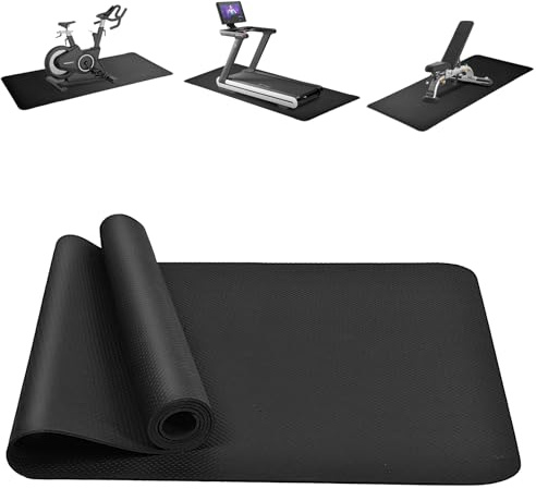 DiULi Treadmill Mat, 4mm Gym Equipment Floor Protector with Carry Bag, Noise Reduction & Non-Slip Mat for Treadmill, Exercise Bike,Black