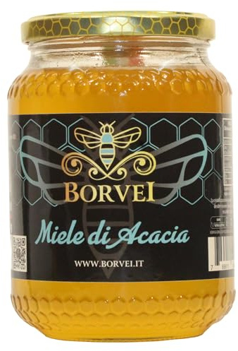 Miele di Acacia Italiano 1kg da Apicoltore Diretto BORVEI | Grezzo, Non Pastorizzato e Naturale | Estratto a Freddo | Artigianale | Senza Miscele UE
