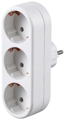 Doppelstecker für Steckdose, Steckdosenadapter, Wandsteckdose, Mehrfachstecker für Küche Büro, 250V / 16A, Weiß (1B)