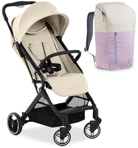 hauck Travel N Care Plus inkl. Deuter Pack N Walk Wickelrucksack – Mitwachsender Buggy ab Geburt bis 22 kg, Sportwagen mit Liegefunktion, 5-Punkt-Gurt, schwenkbare Räder - Vanilla