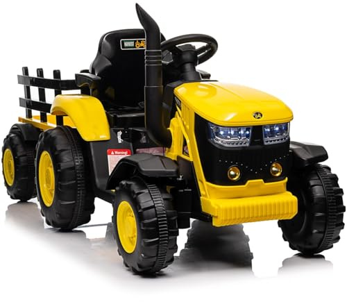 Aptliton Kids Electric Ride on Tractor HL-3388, 12V Battery Powered Ride on Car with 2 Motors, PP Body, UK Plug Charger, Children Electric Vehicle for Boys & Girls