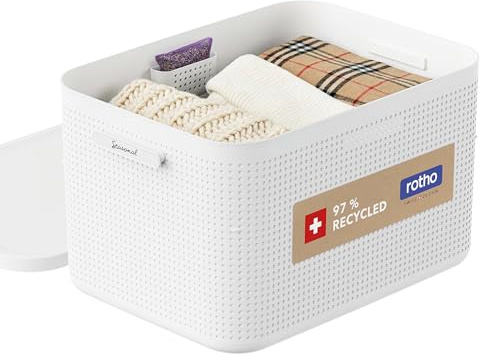 Rotho WOP Aufbewahrungsbox mit Deckel Größe L Weiß | Schubladen Organizer