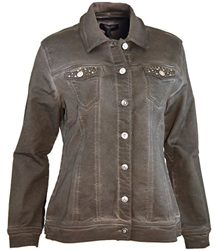 Mocca by J.L. Jeansjacke Damen anthrazit mit Nieten und Stretchanteil anthrazit S