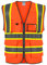 SHORFUNE Sicherheitsweste mit Taschen, Mikrofon, reflektierenden Streifen und Reißverschluss, ANSI/ISEA-Standards, Orange/Abendrot im Zickzackmuster (Sunset Chevron), Large