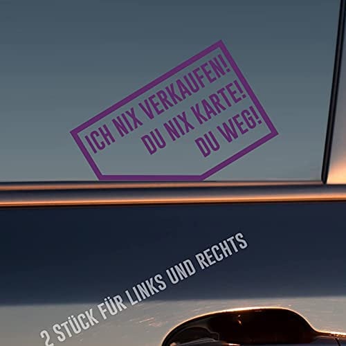 Hellweg Druckerei Ich nix nix Karte! Du Weg! 2 Stück Rechts & Links Auto Aufkleber Sticker Heckscheibenaufkleber