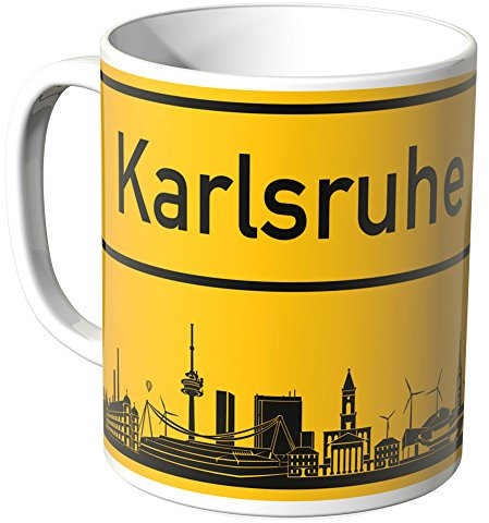 WANDKINGS® Tasse, Skyline Karlsruhe - Weiß