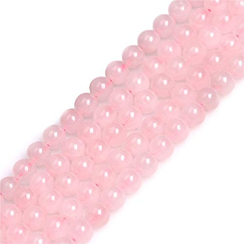 GEM-Inside Natural 6mm Rose Quartz Round Gemstone Semi Precious Loose Beads for Jewellery Making 15''