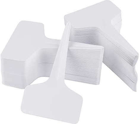 Kalolary 200pcs T-Type Impermeabile T Tag marcatori di Piante - Premium Nursery Garden Labels - Eco Friendly - Greyish White (6 x 10cm)