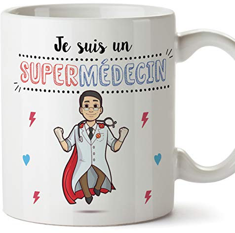 Médecin Tasses Originales de café et Petit-déjeuner à Donner Travailleurs Professionnels - Je suis Un Super Medécin - Céramique 350 ML