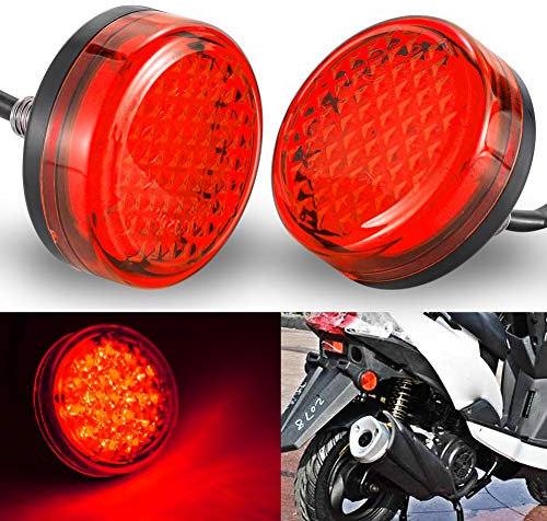 NATGIC Motorrad-Kontrollleuchte Runde Universal Motorrad Reflektoren Rückleuchten Bremsmarkierungsleuchten für Auto-LKW-Anhänger RV ATV-Motorrad - Rote Linse (2er-Pack)