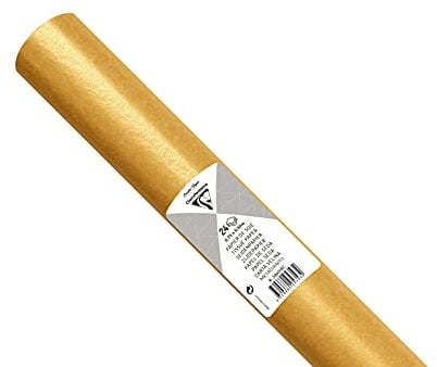 Clairefontaine 394016C - Rolle mit 24 Bogen Seidenpapier 18g, 50x75 cm, ideal für Bastelaktivitäten, DIY-Projekte und Verpackungen, wasserfest und säurefrei, 1 Rolle, Gold