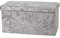 Ashley Mills New Large Ottoman Foldaway Storage Blanket Toy Box Bench Twill Linen with Buttons Lt Grey/Slate Grey (76x38cms Crushed Velvet Silver)